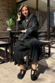 Cabbage Rose Cotton Quilted Jacket Black